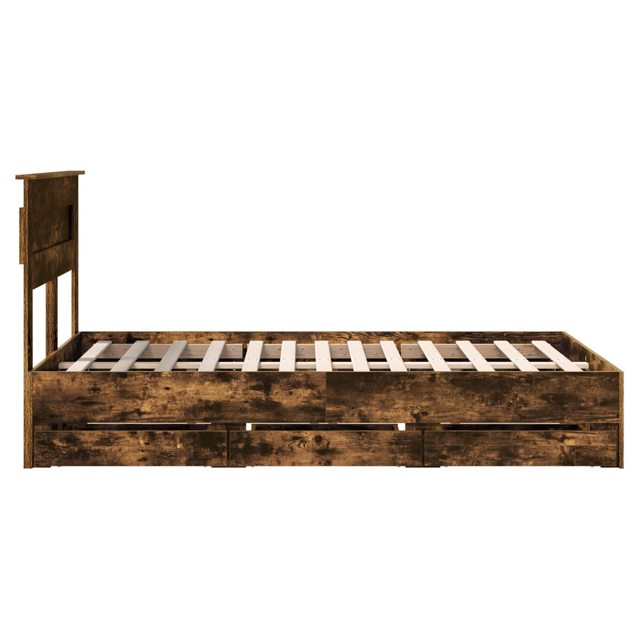 Bedframe met lade Gerookt eiken 120 x 200 cm Ingenieurshout