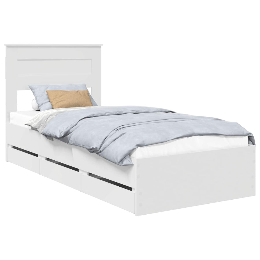 Bedframe met lade met opslag Wit 100 x 200 cm Ingenieurshout