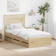Bed frame with drawer Sonoma Oak 100 x 200 cm Engineered Wood