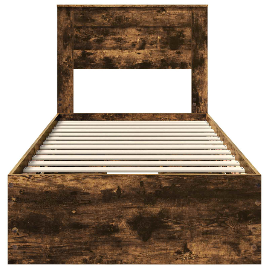 Bedframe met lade Gerookt eiken 100 x 200 cm Ingenieurshout