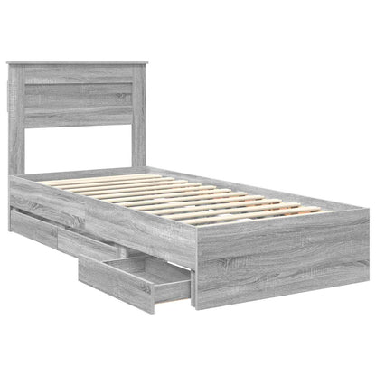 Bedframe met lade Grijs Sonoma 100 x 200 cm Ingenieurshout