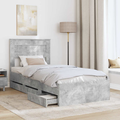 Bedframe met lade Beton Grijs 90 x 190 cm Ingenieurshout