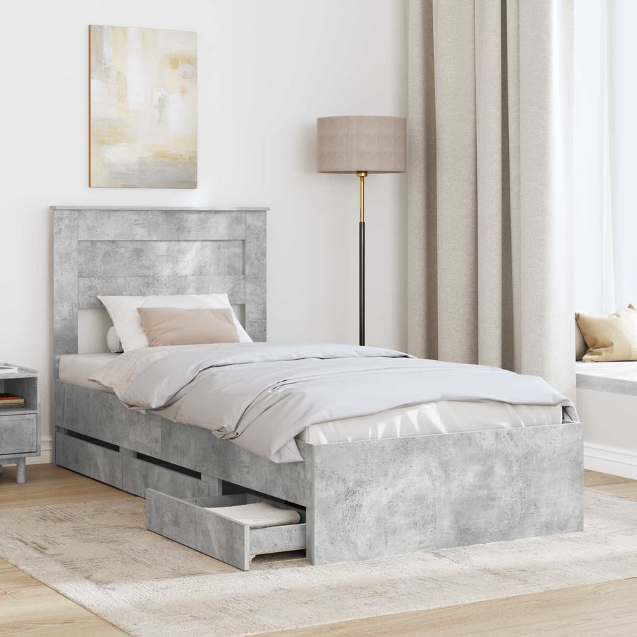 Bedframe met lade Beton Grijs 90 x 190 cm Ingenieurshout