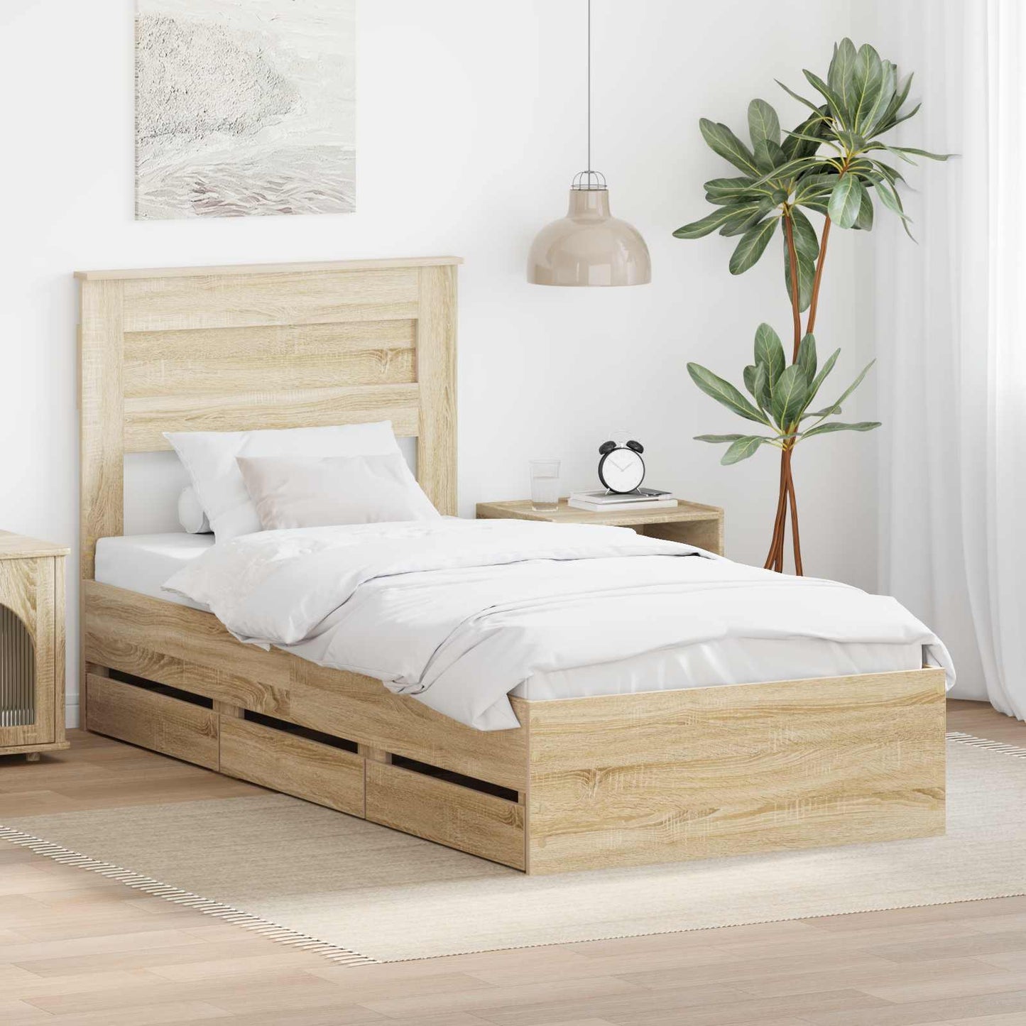 Bedframe met lade Sonoma Eiken 90 x 200 cm Ingenieurshout
