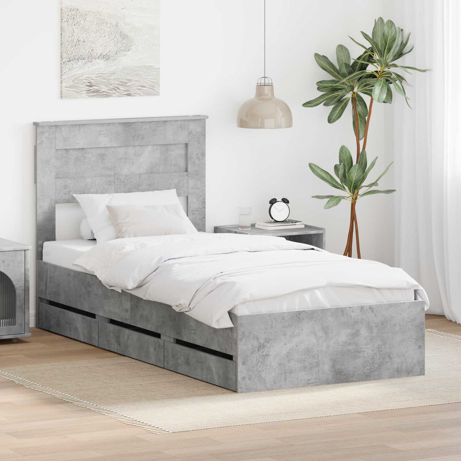 Bedframe met lade Beton Grijs 90 x 200 cm Ingenieurshout