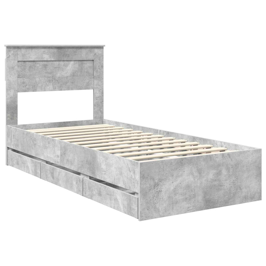 Bedframe met lade Beton Grijs 90 x 200 cm Ingenieurshout