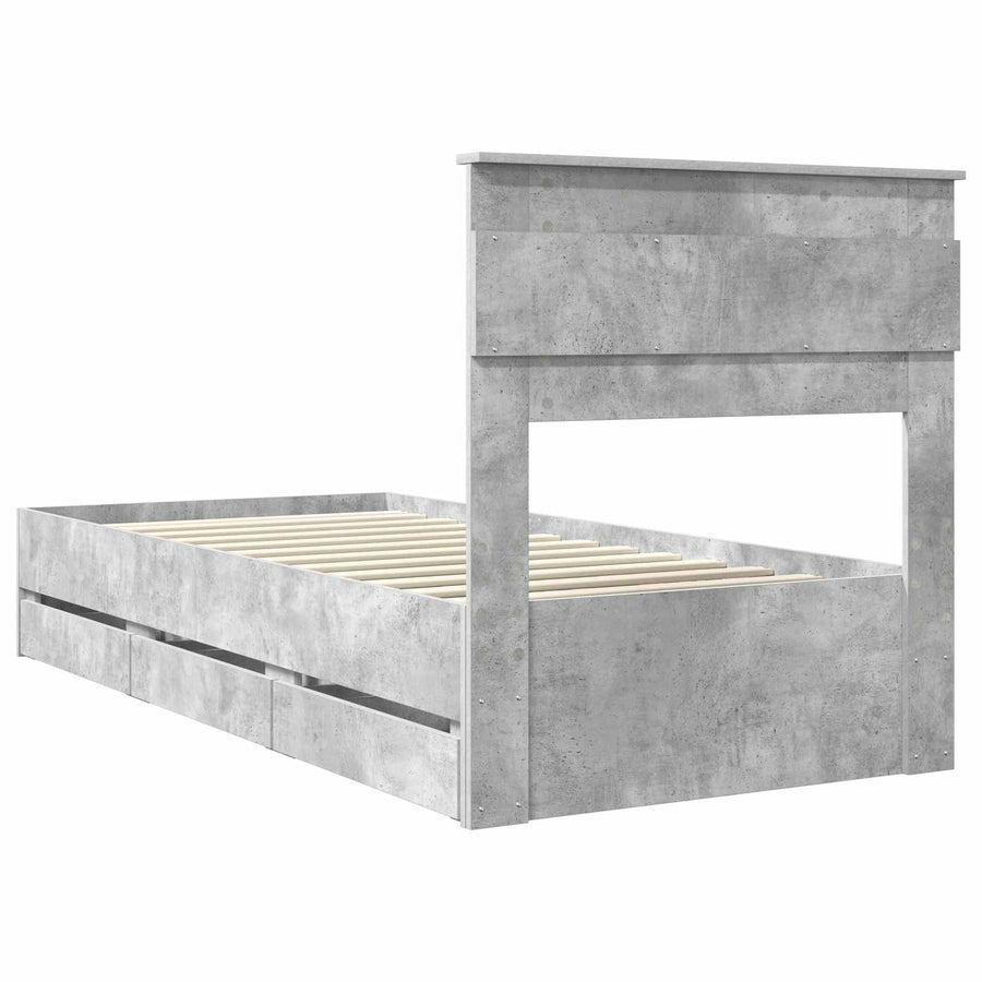 Bedframe met lade Beton Grijs 90 x 200 cm Ingenieurshout