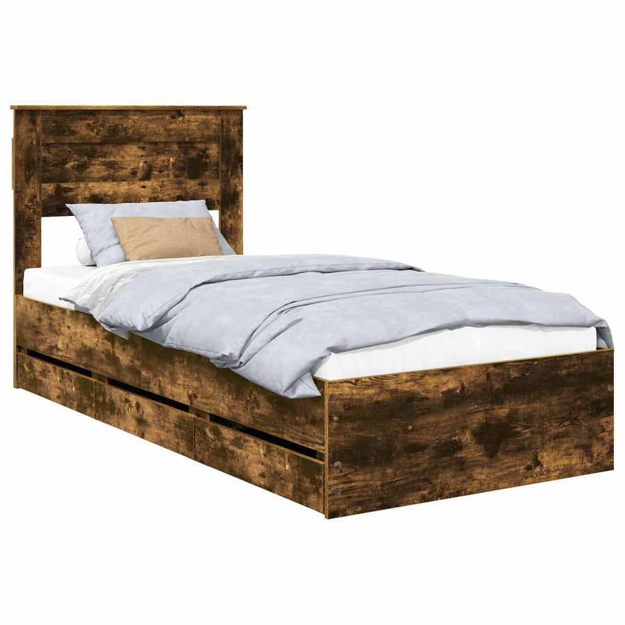Bedframe met lade Gerookt eiken 90 x 200 cm Ingenieurshout
