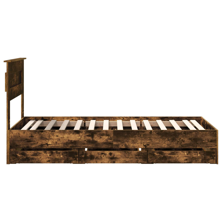 Bedframe met lade Gerookt eiken 90 x 200 cm Ingenieurshout