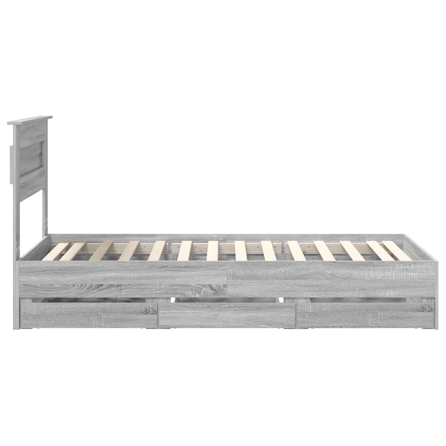 Bedframe met lade Grijs Sonoma 90 x 200 cm Ingenieurshout