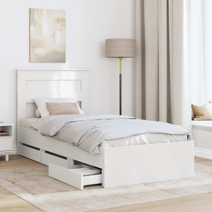 Bedframe met lade met hoofdeinde Wit 75 x 190 cm Ingenieurshout