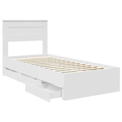 Bedframe met lade met hoofdeinde Wit 75 x 190 cm Ingenieurshout
