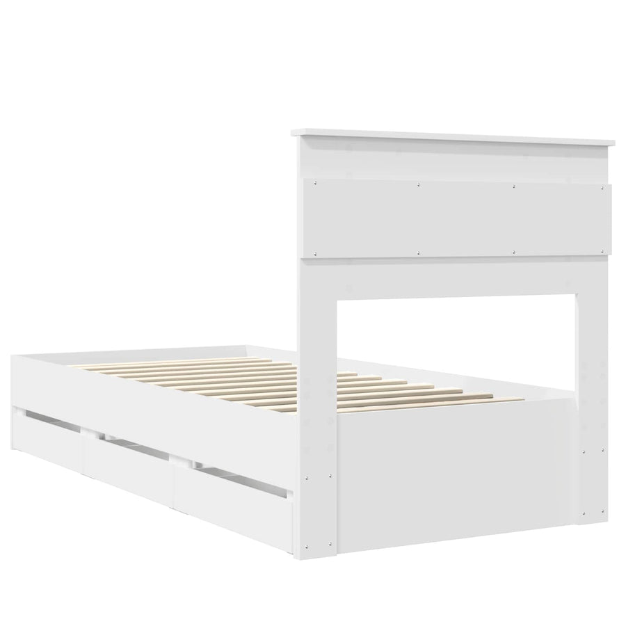 Bedframe met lade met hoofdeinde Wit 75 x 190 cm Ingenieurshout