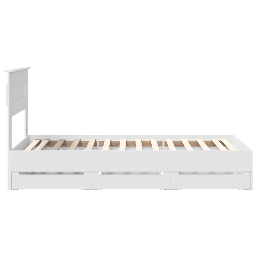Bedframe met lade met hoofdeinde Wit 75 x 190 cm Ingenieurshout