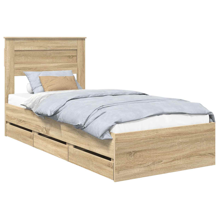 Bedframe met lade Sonoma Eiken 75 x 190 cm Ingenieurshout