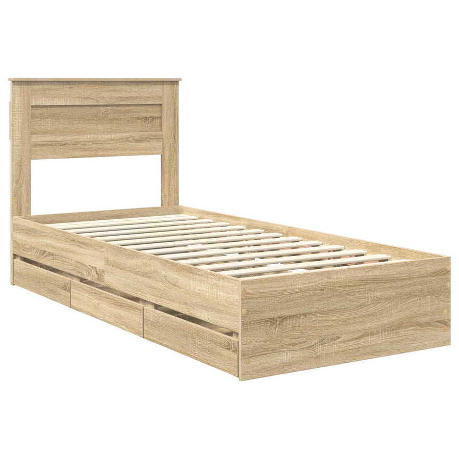 Bedframe met lade Sonoma Eiken 75 x 190 cm Ingenieurshout