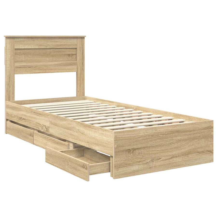 Bedframe met lade Sonoma Eiken 75 x 190 cm Ingenieurshout