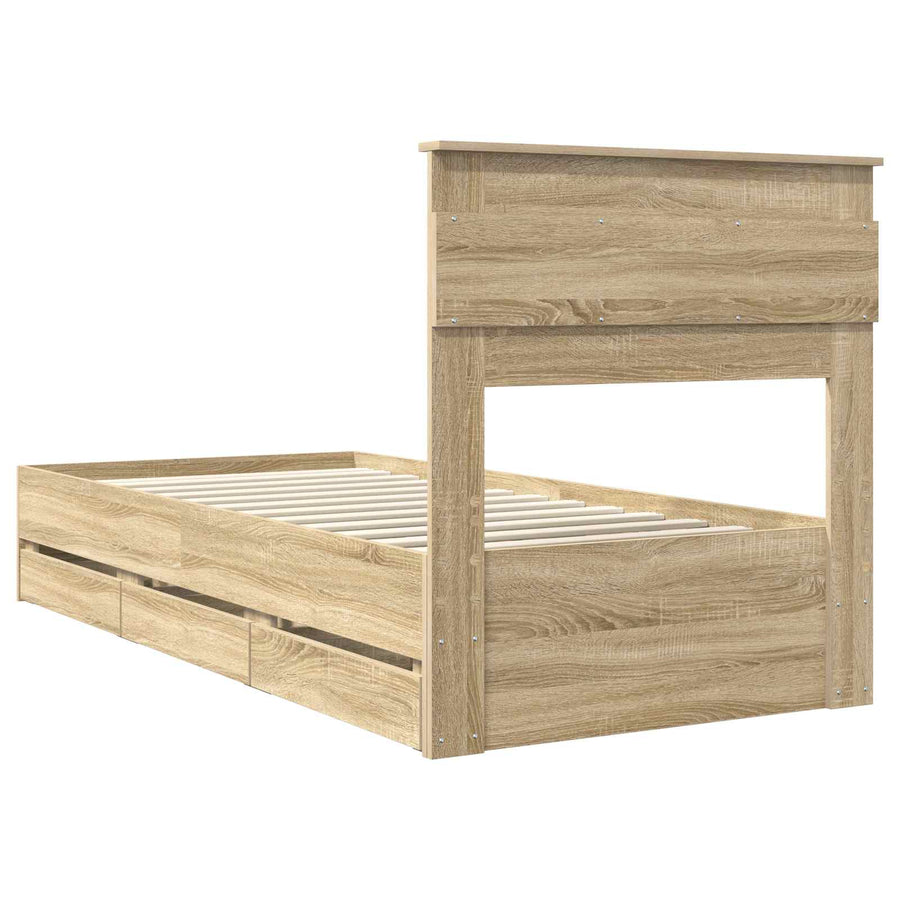 Bedframe met lade Sonoma Eiken 75 x 190 cm Ingenieurshout