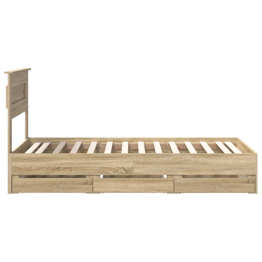 Bedframe met lade Sonoma Eiken 75 x 190 cm Ingenieurshout