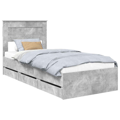 Bedframe met lade Beton Grijs 75 x 190 cm Ingenieurshout