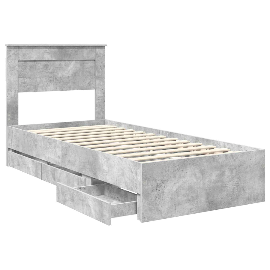 Bedframe met lade Beton Grijs 75 x 190 cm Ingenieurshout