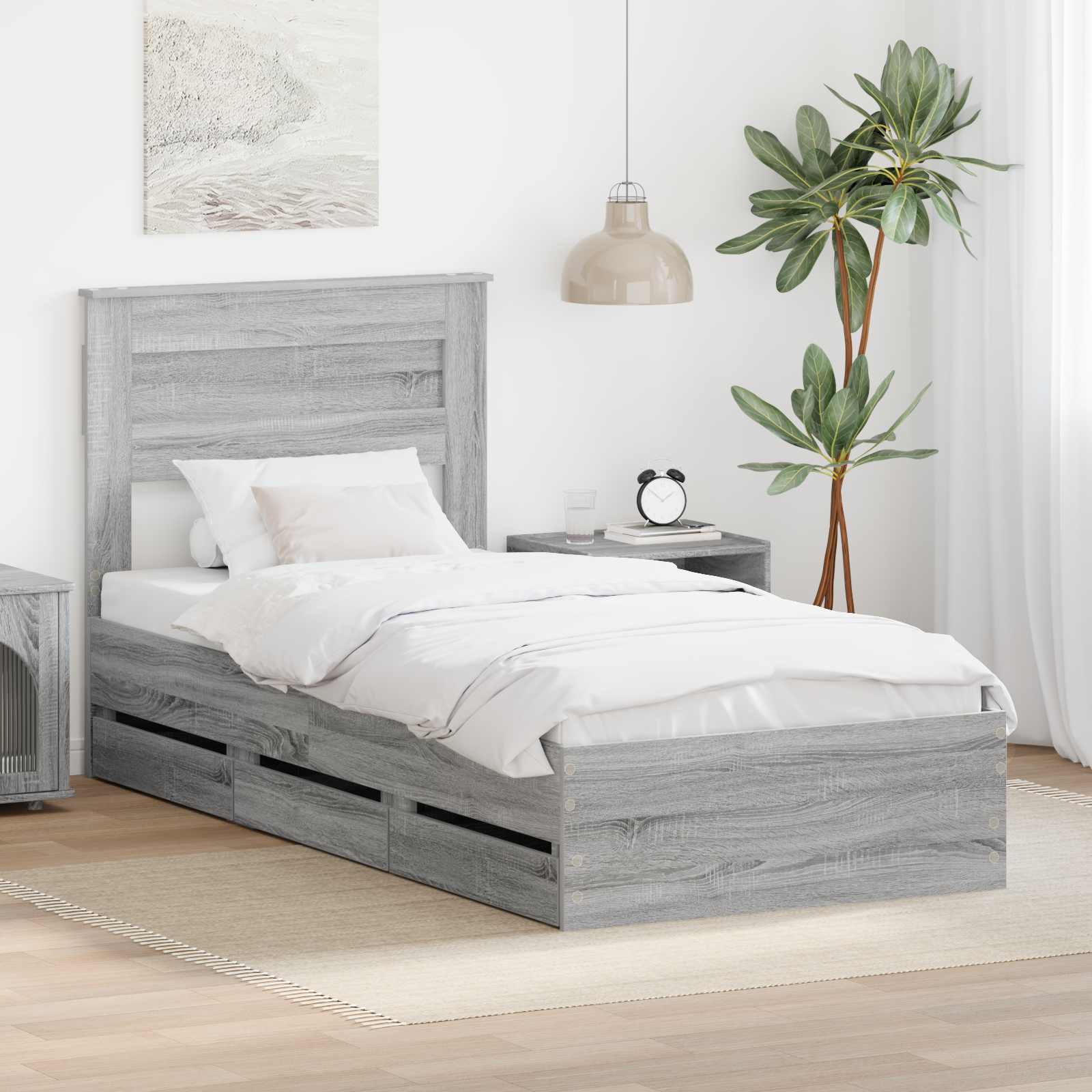 Bedframe met lade Grijs Sonoma 75 x 190 cm Ingenieurshout