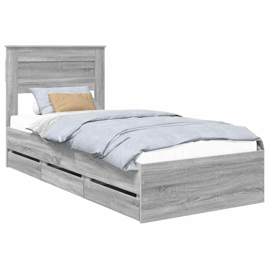 Bedframe met lade Grijs Sonoma 75 x 190 cm Ingenieurshout