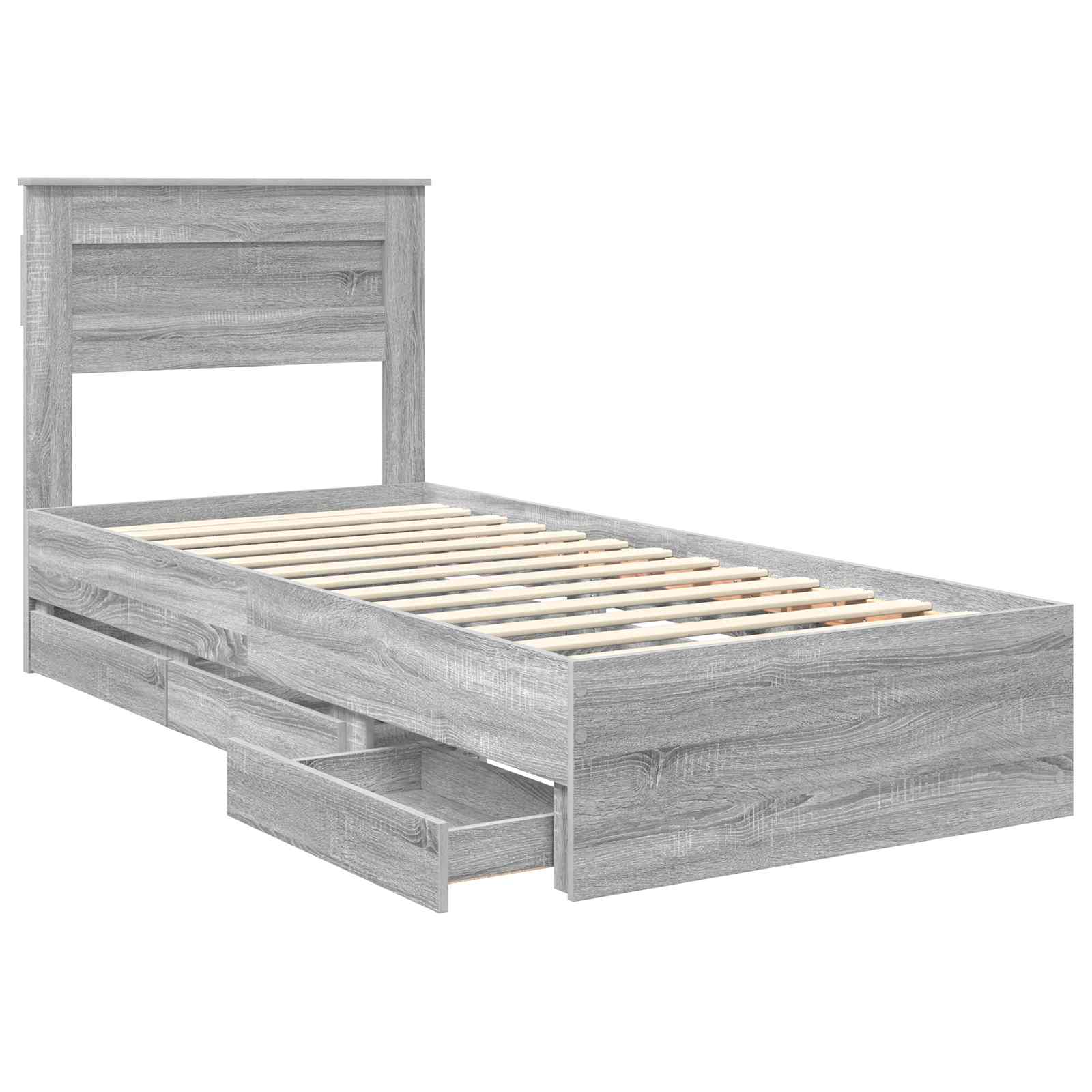 Bedframe met lade Grijs Sonoma 75 x 190 cm Ingenieurshout
