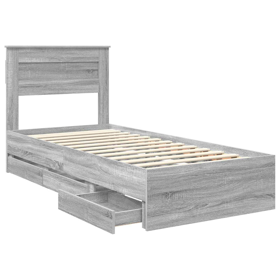 Bedframe met lade Grijs Sonoma 75 x 190 cm Ingenieurshout