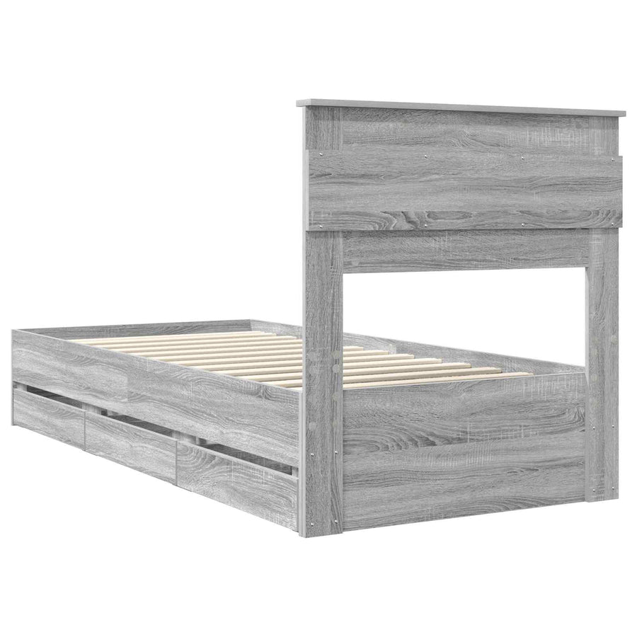 Bedframe met lade Grijs Sonoma 75 x 190 cm Ingenieurshout