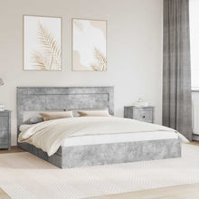 Opslag bed met hoofdeinde Beton Grijs 200 x 200 cm Bewerkt hout