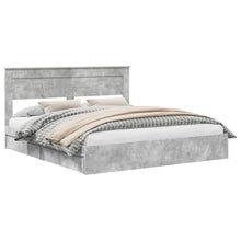 Opslag bed met hoofdeinde Beton Grijs 200 x 200 cm Bewerkt hout