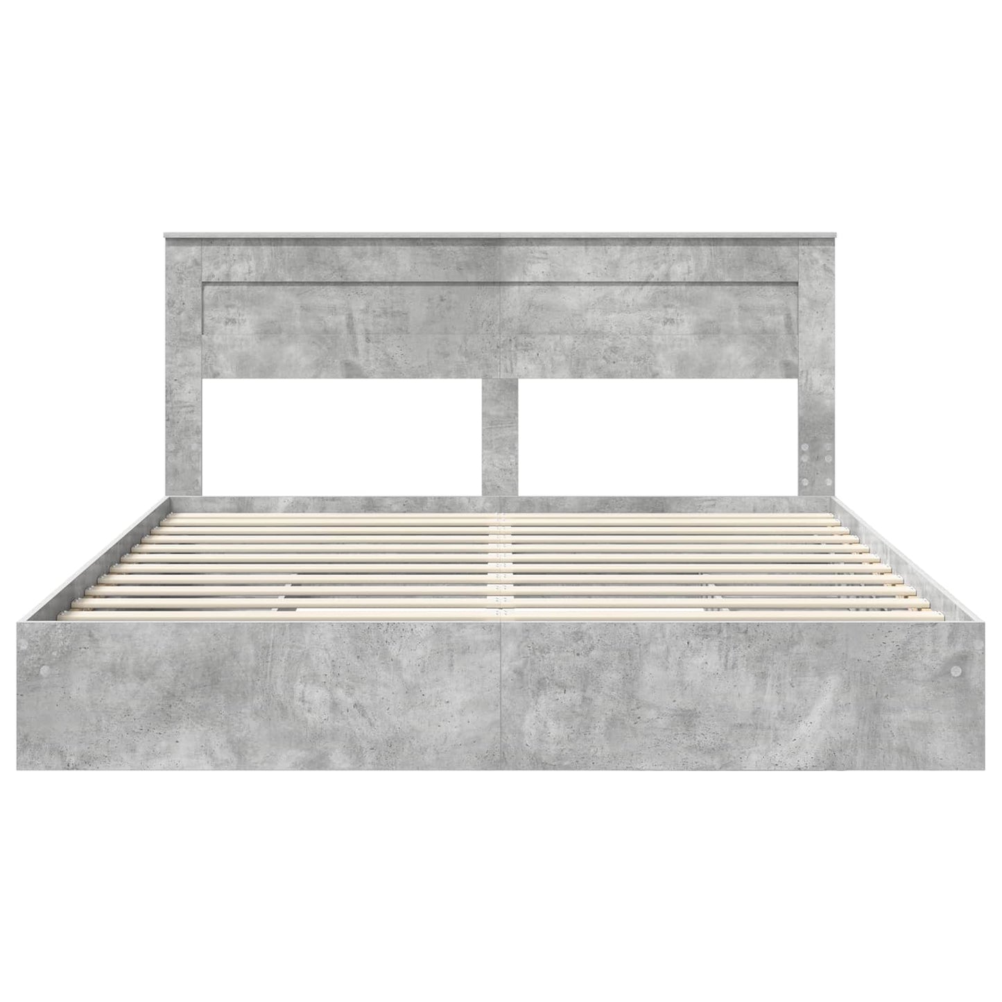 Opslag bed met hoofdeinde Beton Grijs 200 x 200 cm Bewerkt hout