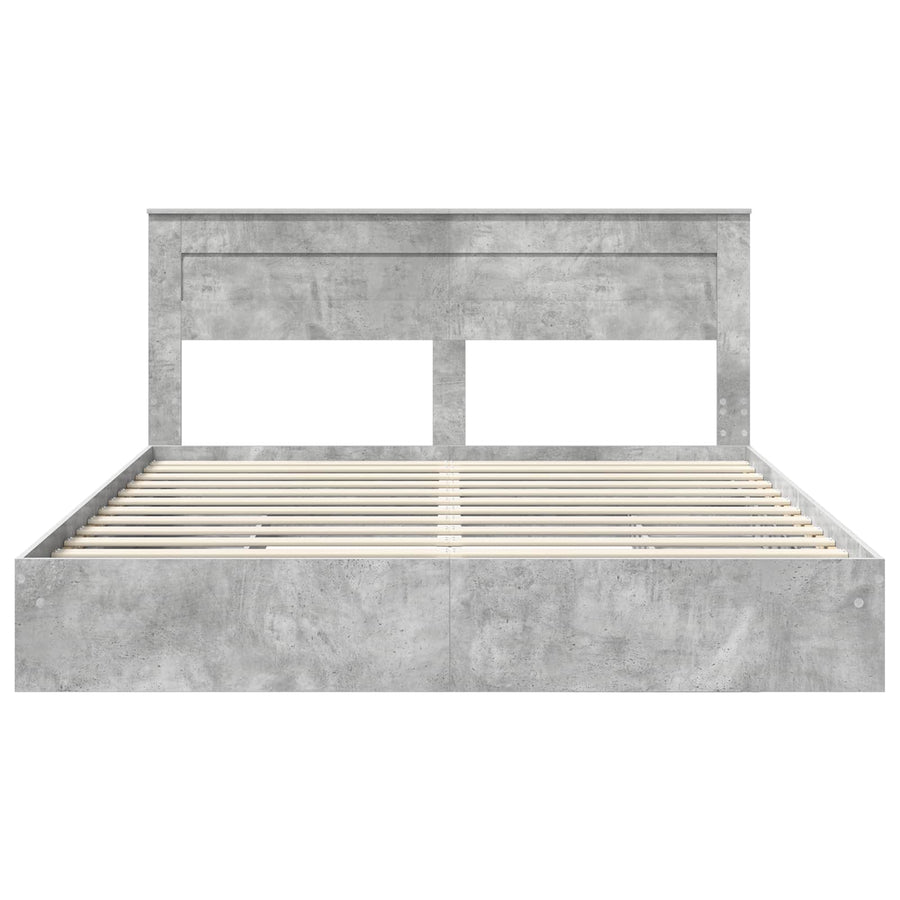 Opslag bed met hoofdeinde Beton Grijs 200 x 200 cm Bewerkt hout