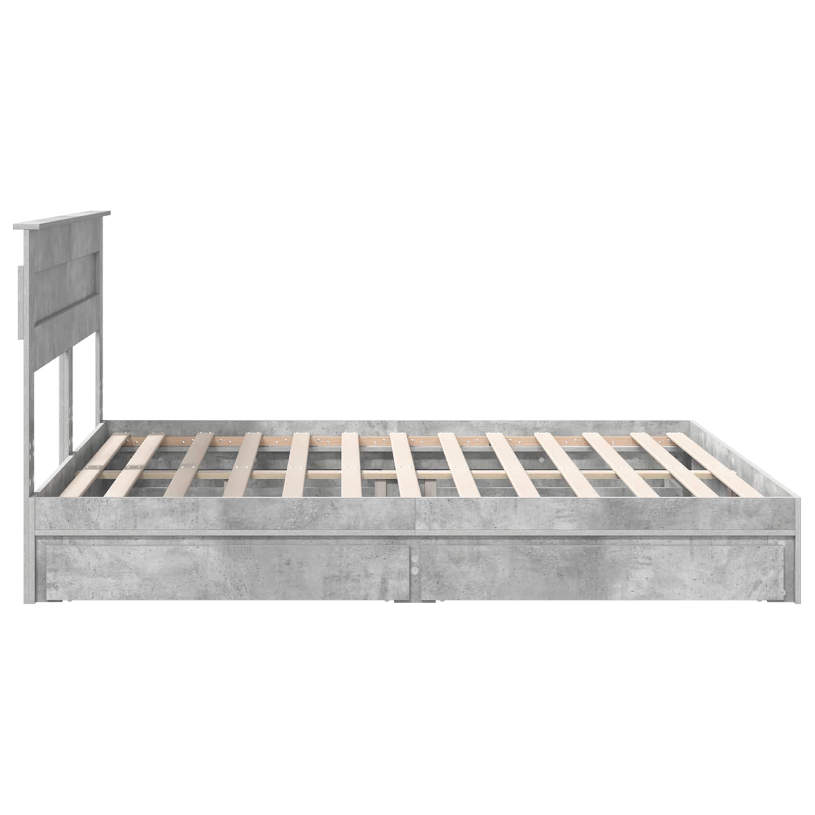Opslag bed met hoofdeinde Beton Grijs 200 x 200 cm Bewerkt hout