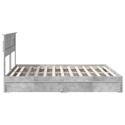 Opslag bed met hoofdeinde Beton Grijs 200 x 200 cm Bewerkt hout