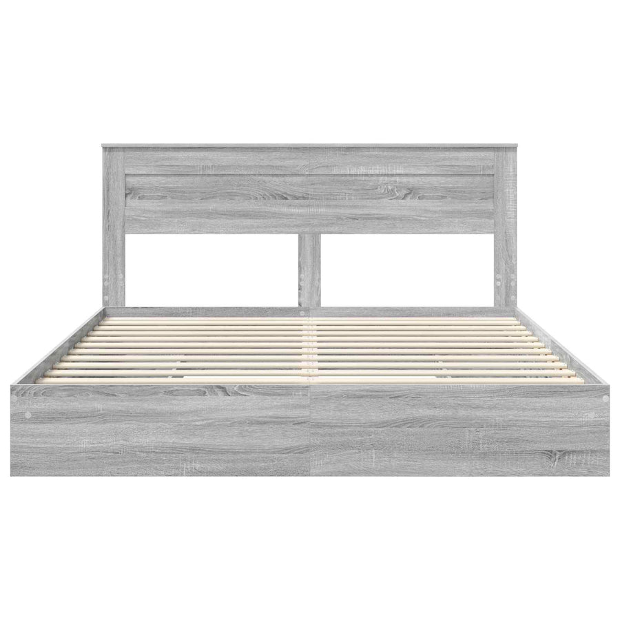 Opslag bed met lade Grijs Sonoma 200 x 200 cm Bewerkt hout