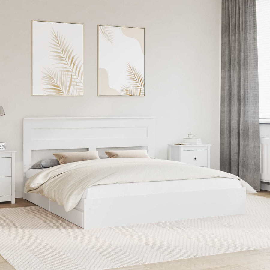 Opslag bed met hoofdeinde Wit 180 x 200 cm Bewerkt hout