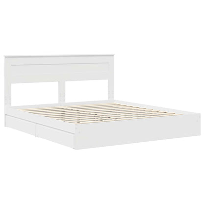 Opslag bed met hoofdeinde Wit 180 x 200 cm Bewerkt hout