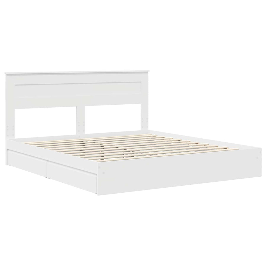 Opslag bed met hoofdeinde Wit 180 x 200 cm Bewerkt hout