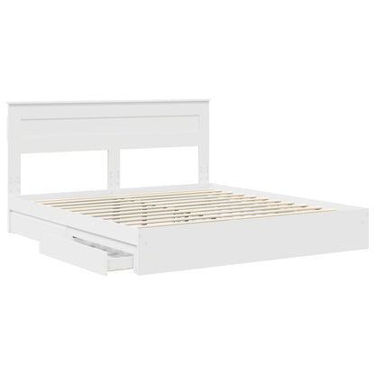 Opslag bed met hoofdeinde Wit 180 x 200 cm Bewerkt hout