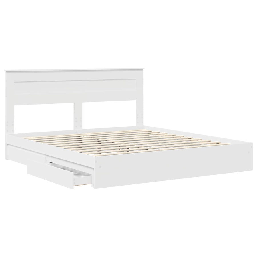 Opslag bed met hoofdeinde Wit 180 x 200 cm Bewerkt hout