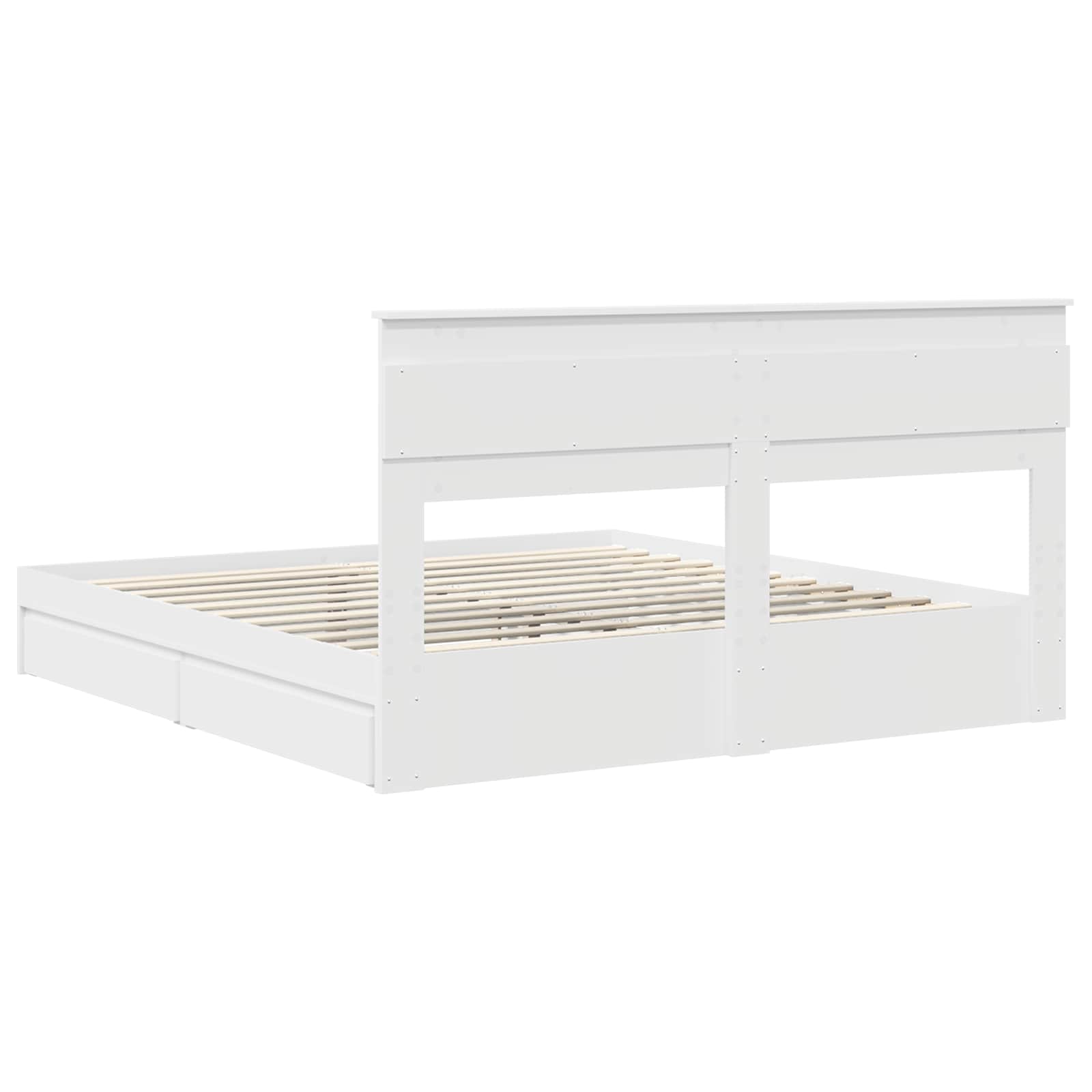 Opslag bed met hoofdeinde Wit 180 x 200 cm Bewerkt hout