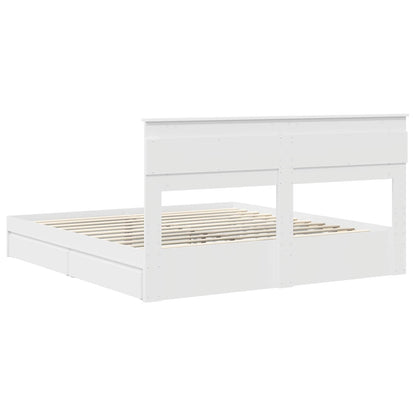 Opslag bed met hoofdeinde Wit 180 x 200 cm Bewerkt hout