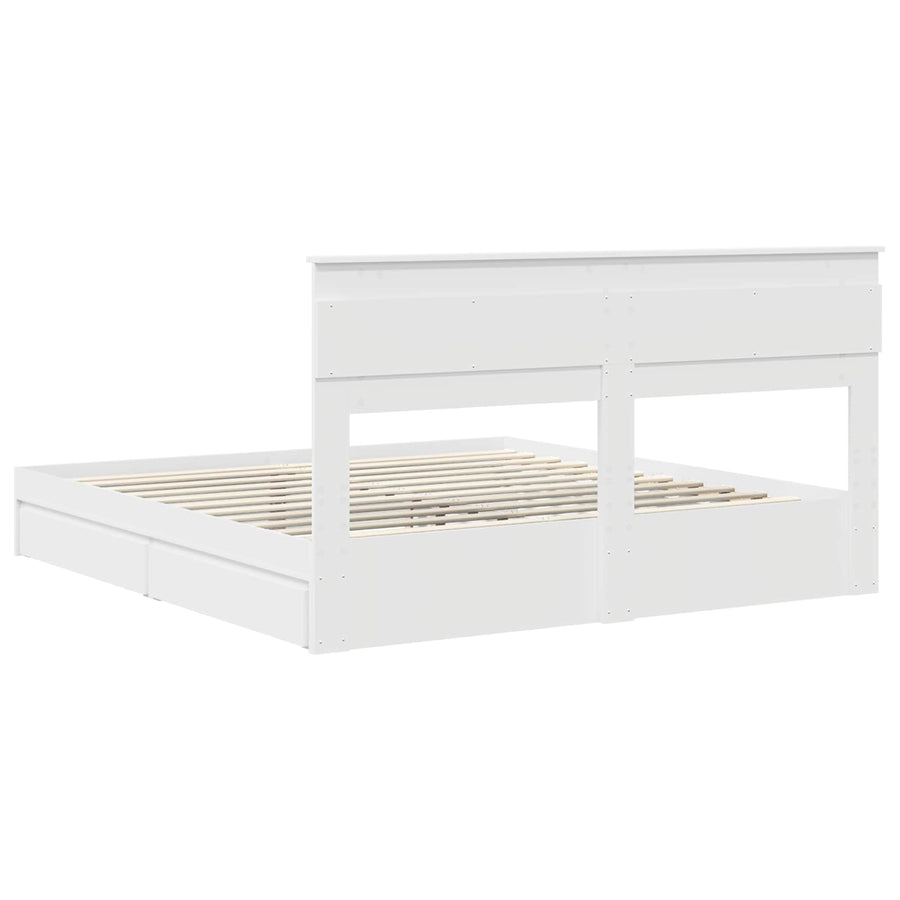 Opslag bed met hoofdeinde Wit 180 x 200 cm Bewerkt hout