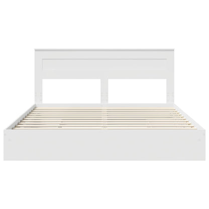 Opslag bed met hoofdeinde Wit 180 x 200 cm Bewerkt hout
