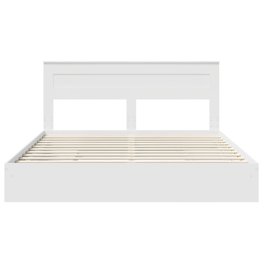 Opslag bed met hoofdeinde Wit 180 x 200 cm Bewerkt hout