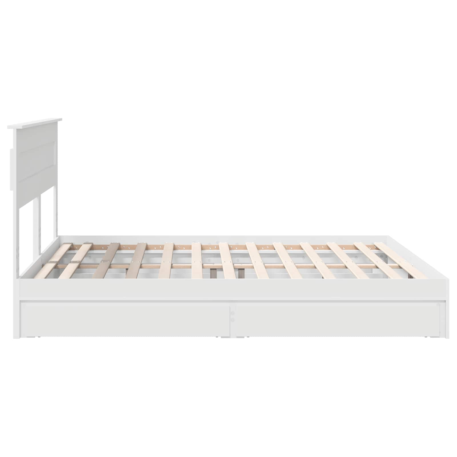 Opslag bed met hoofdeinde Wit 180 x 200 cm Bewerkt hout