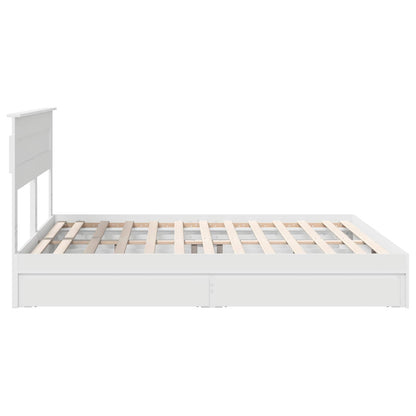 Opslag bed met hoofdeinde Wit 180 x 200 cm Bewerkt hout