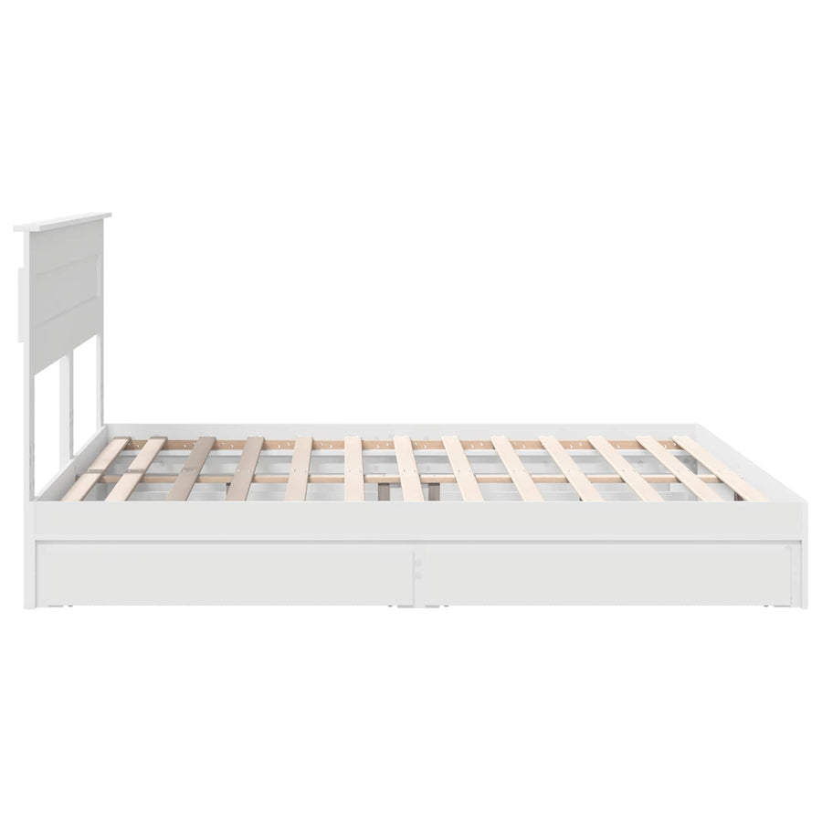 Opslag bed met hoofdeinde Wit 180 x 200 cm Bewerkt hout